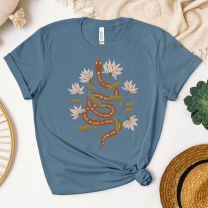 Boho Snake and Flowers Unisex t-shirt
