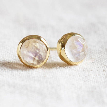 Rainbow Moonstone Silver or Gold Stud Earring by Tiny Rituals