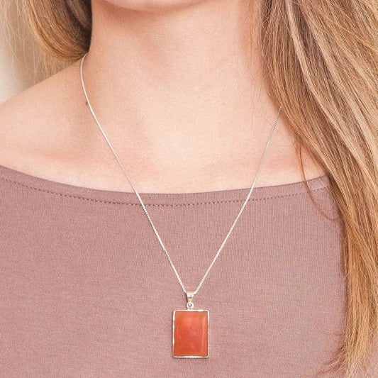 Carnelian Square Pendant Necklace by Tiny Rituals