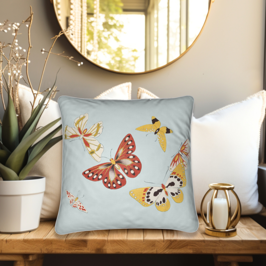 Muted Orange and Yellow Butterflies 20X20 Luxury Throw Pillow