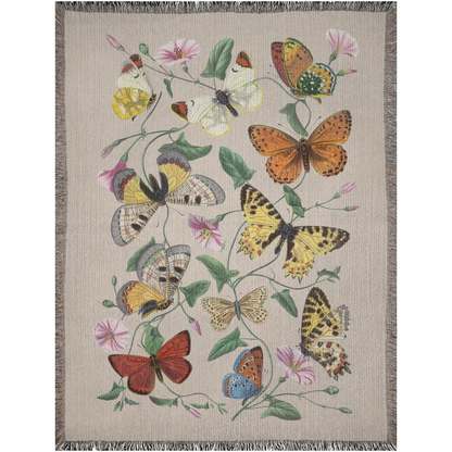 Vintage Butterflies Woven Blanket