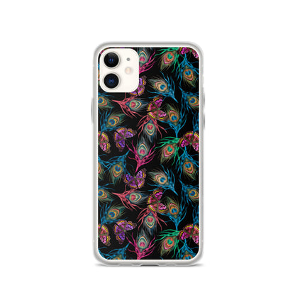 Peacock Feathers and Butterflies Clear Case for iPhone®