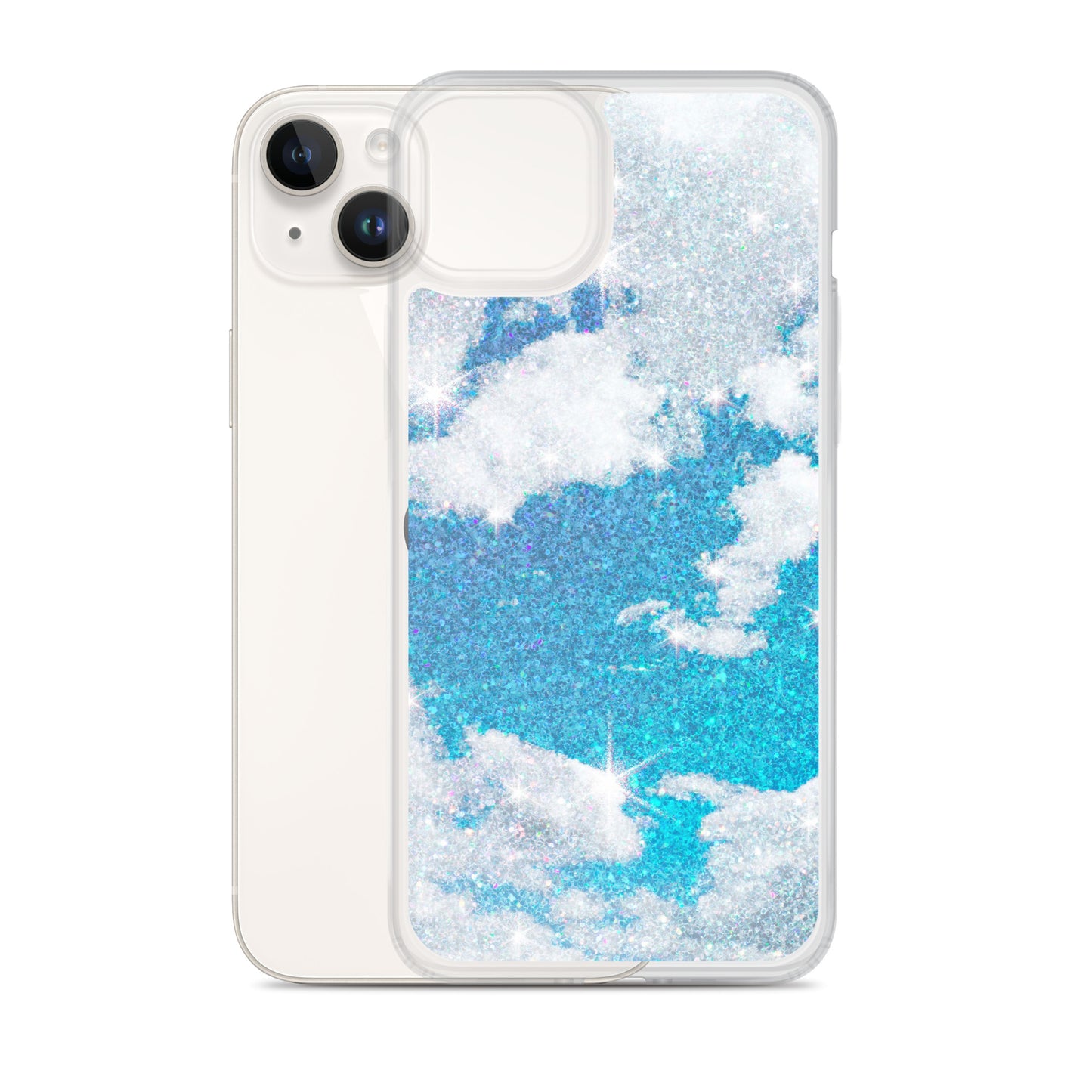 Glitter Clouds Iridescent Blue Clear Case for iPhone®