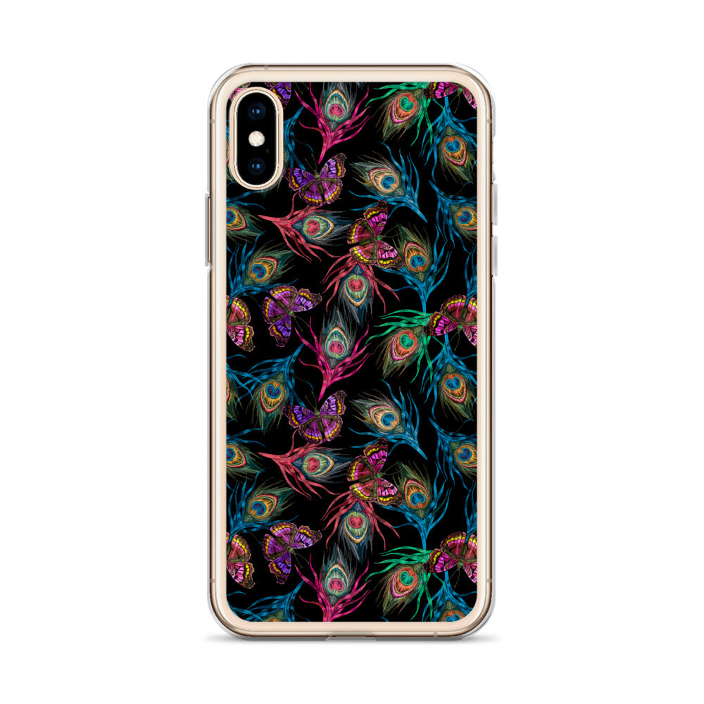 Peacock Feathers and Butterflies Clear Case for iPhone®