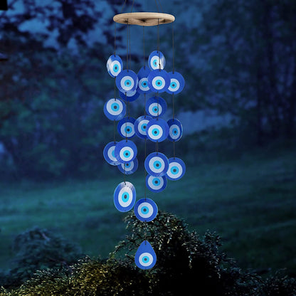 Capiz Wind Chime Blue Evil Eye Shell Hanging Decoration Relaxing