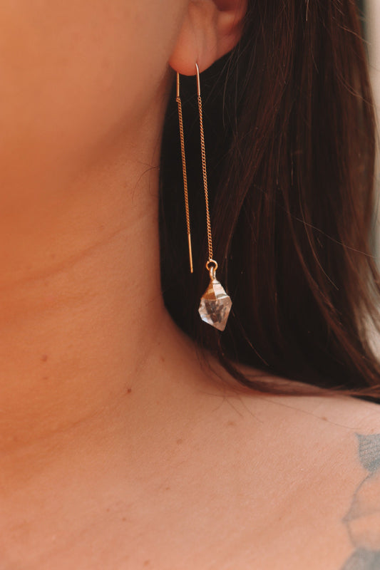 Alignment | Herkimer diamond threader earrings by Terra Luna Sol
