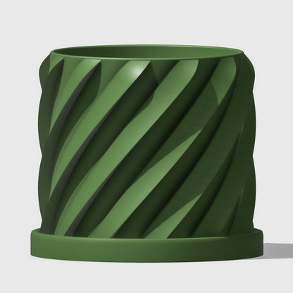 Thicc Spiral Plant Pot With Drainage and Drip Tray, 4” through 8” Sizes and Multiple Colors by Rosebud HomeGoods