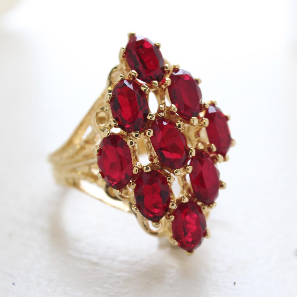Vintage Jewelry Large Ruby Austrian Crystal Cocktail Ring by PVD Vintage Jewelry