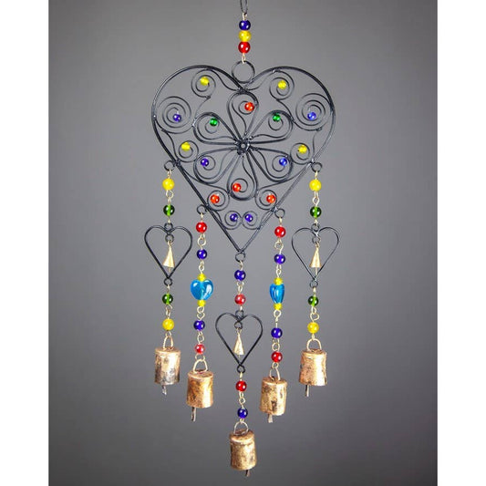 Beaded Heart colored glass chime  home decor  hanging gift by OMSutra