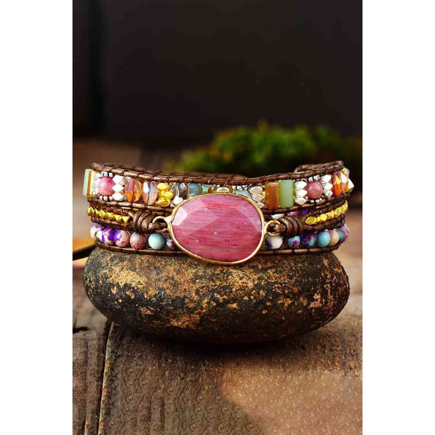 Handmade Crystal Beaded Natural Stone Bracelet
