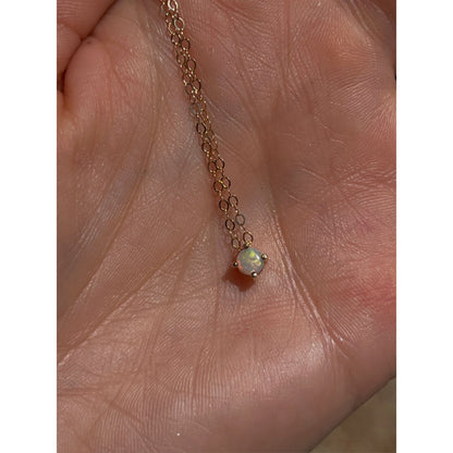 14k Yellow Gold White Opal Necklace by Toasted Jewelry