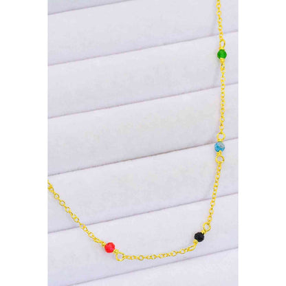 18K Gold-Plated Multicolored Bead Necklace