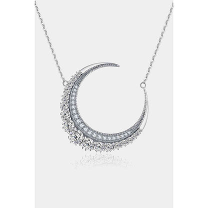 1.8 Carat Moissanite Crescent Moon Shape Pendant Necklace