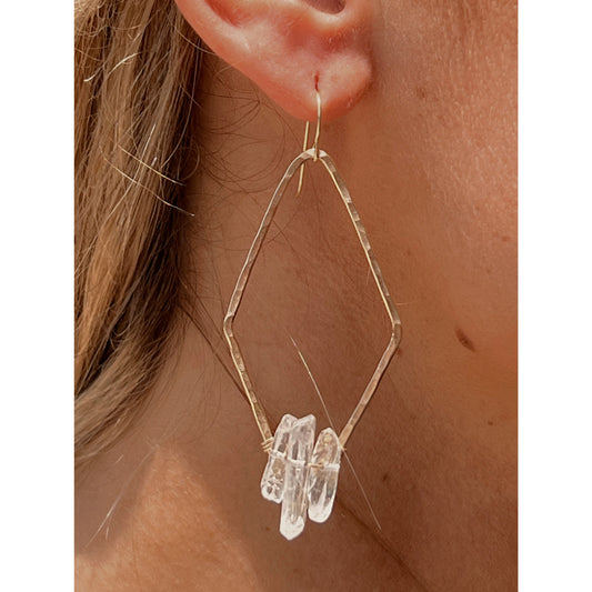 Papaya Crystal Diamond Earrings by Toasted Jewelry