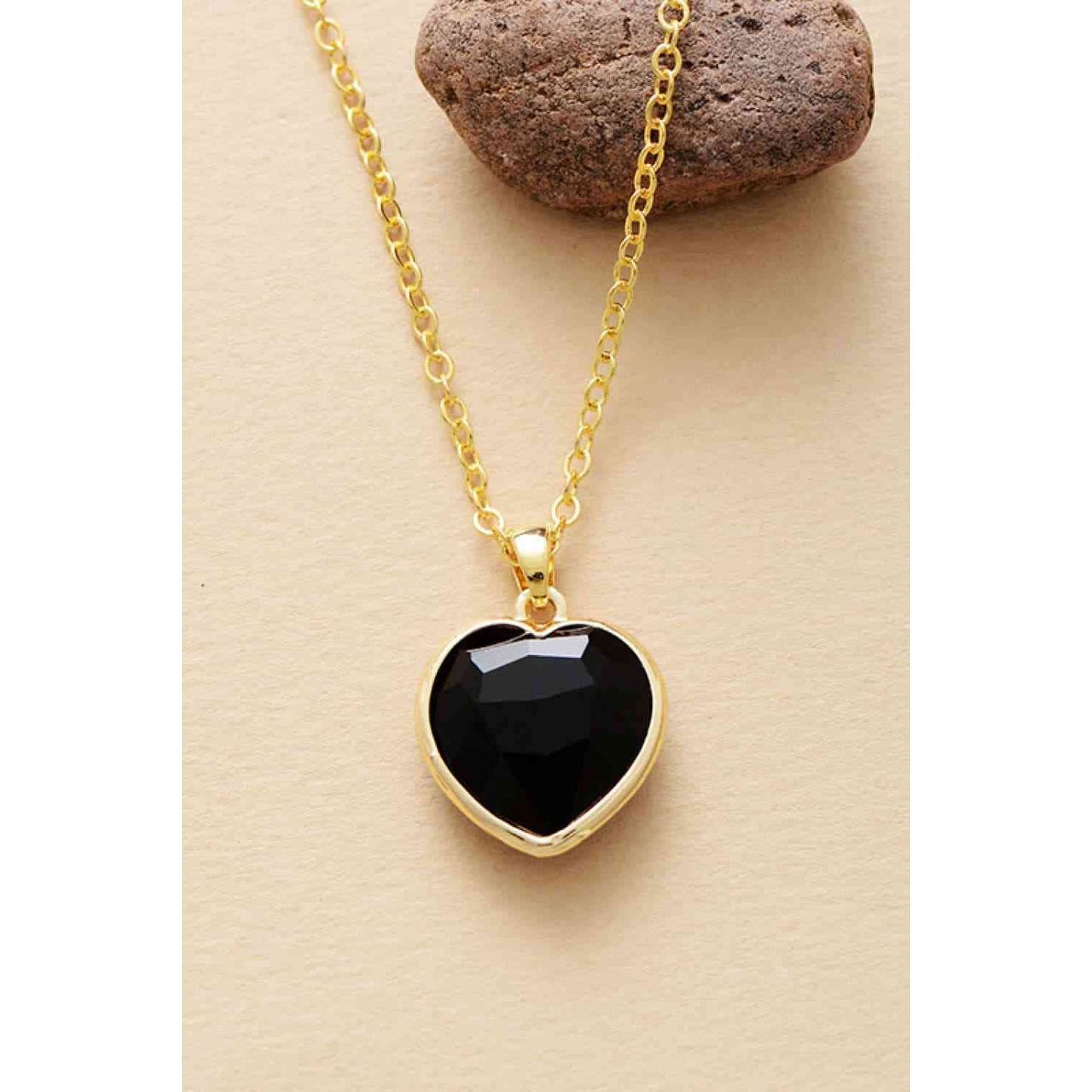 Natural Stone Heart Pendant Necklace