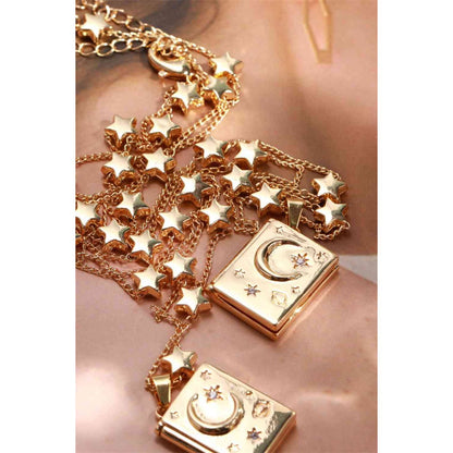 Star and Moon Copper 14K Gold-Plated Necklace