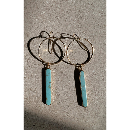 Mini Turquoise Bar Hoops by Toasted Jewelry