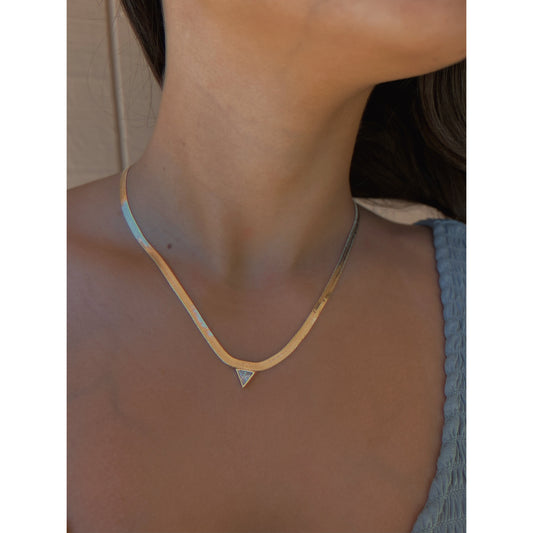 Herringbone Chain with Triangle Gem by Toasted Jewelry