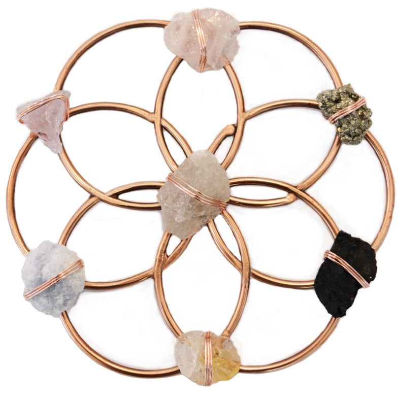 Small Flower of Life Healing Crystal Grid - Rose Gold by Ariana Ost