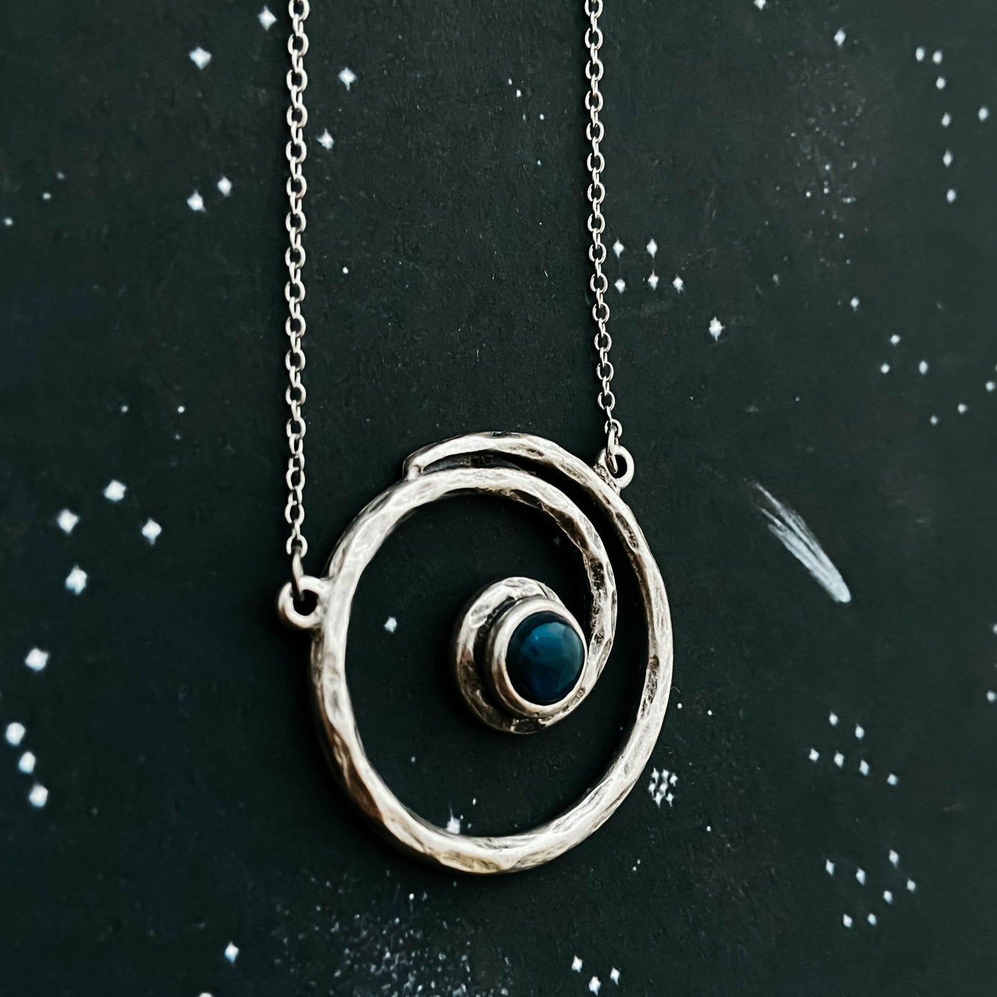 Conjunto de joyería de la Vía Láctea - Collar y aretes de plata en espiral con