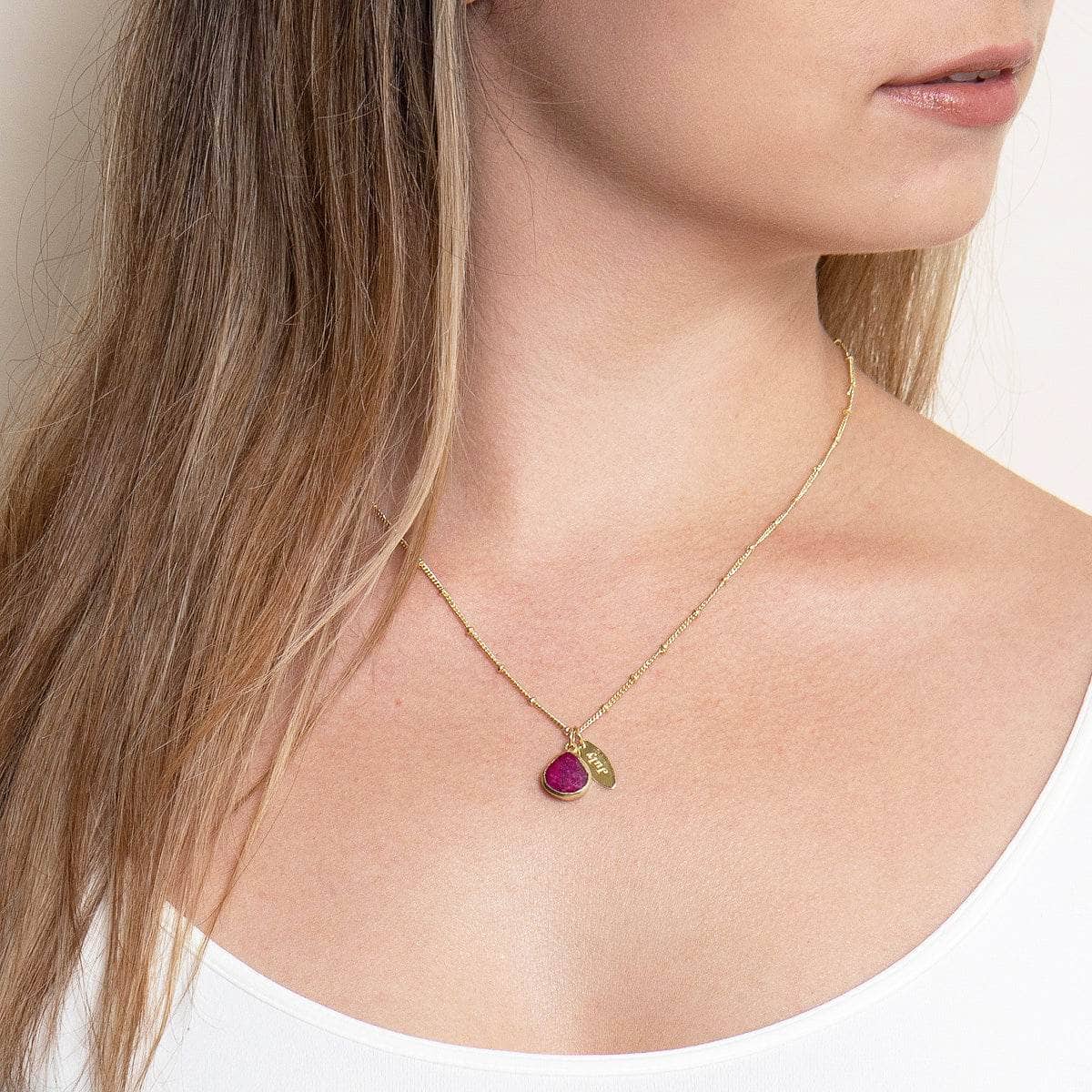 July Ruby Birthstone Necklace by Tiny Rituals
