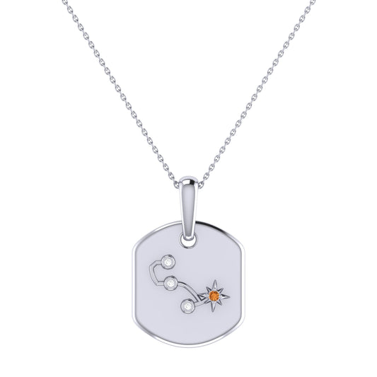 Scorpio Citrine & Diamond Constellation Tag Pendant Necklace in Sterling Silver by LuvMyJewelry