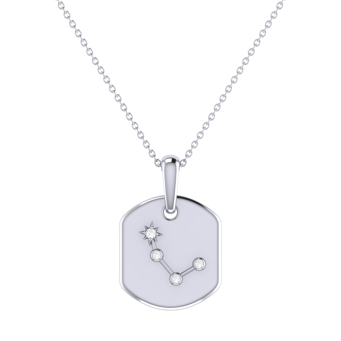 Aries Ram Diamond Constellation Tag Pendant Necklace in Sterling Silver by LuvMyJewelry