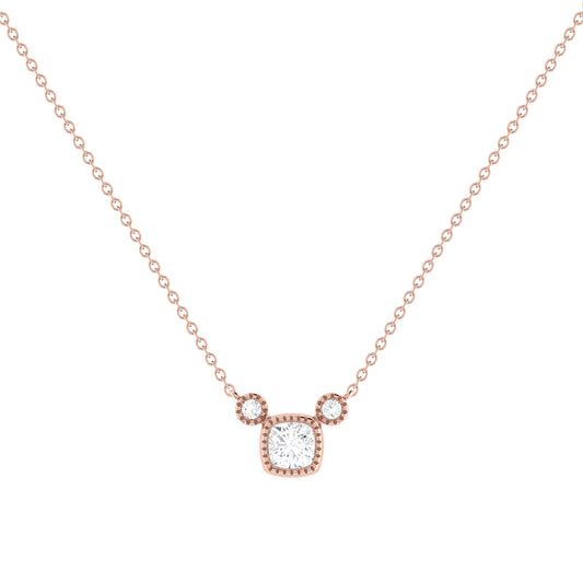 Cushion Cut Diamond Birthstone Necklace In 14K Rose Gold by LuvMyJewelry