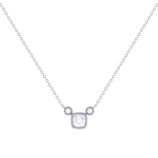 Cushion Cut Diamond Birthstone Necklace In 14K White Gold by LuvMyJewelry