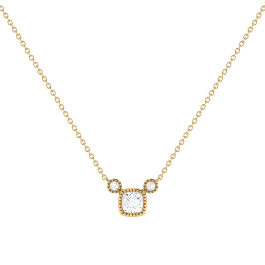 Cushion Cut Diamond Birthstone Necklace In 14K Yellow Gold by LuvMyJewelry