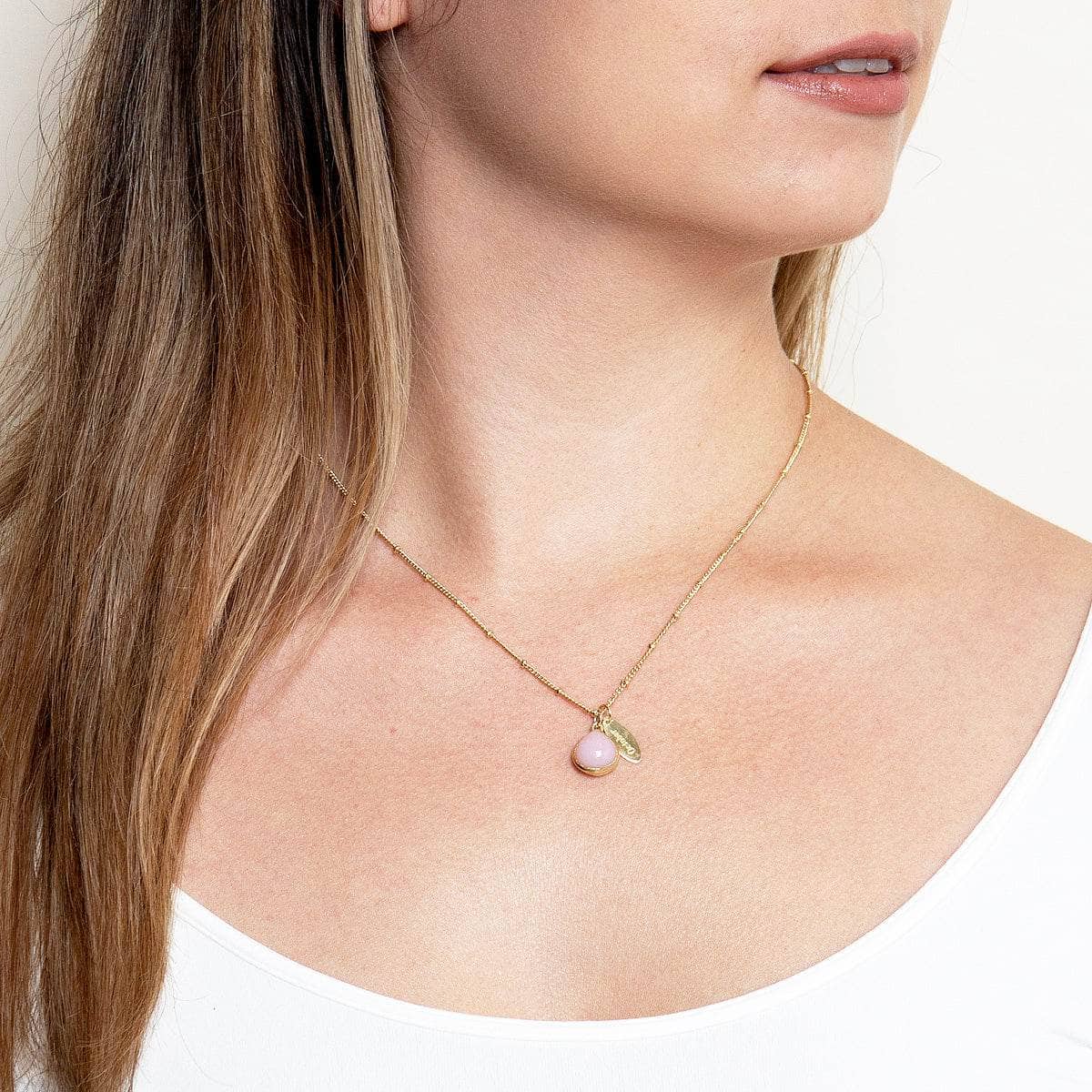 October Pink Opal Birthstone Necklace by Tiny Rituals