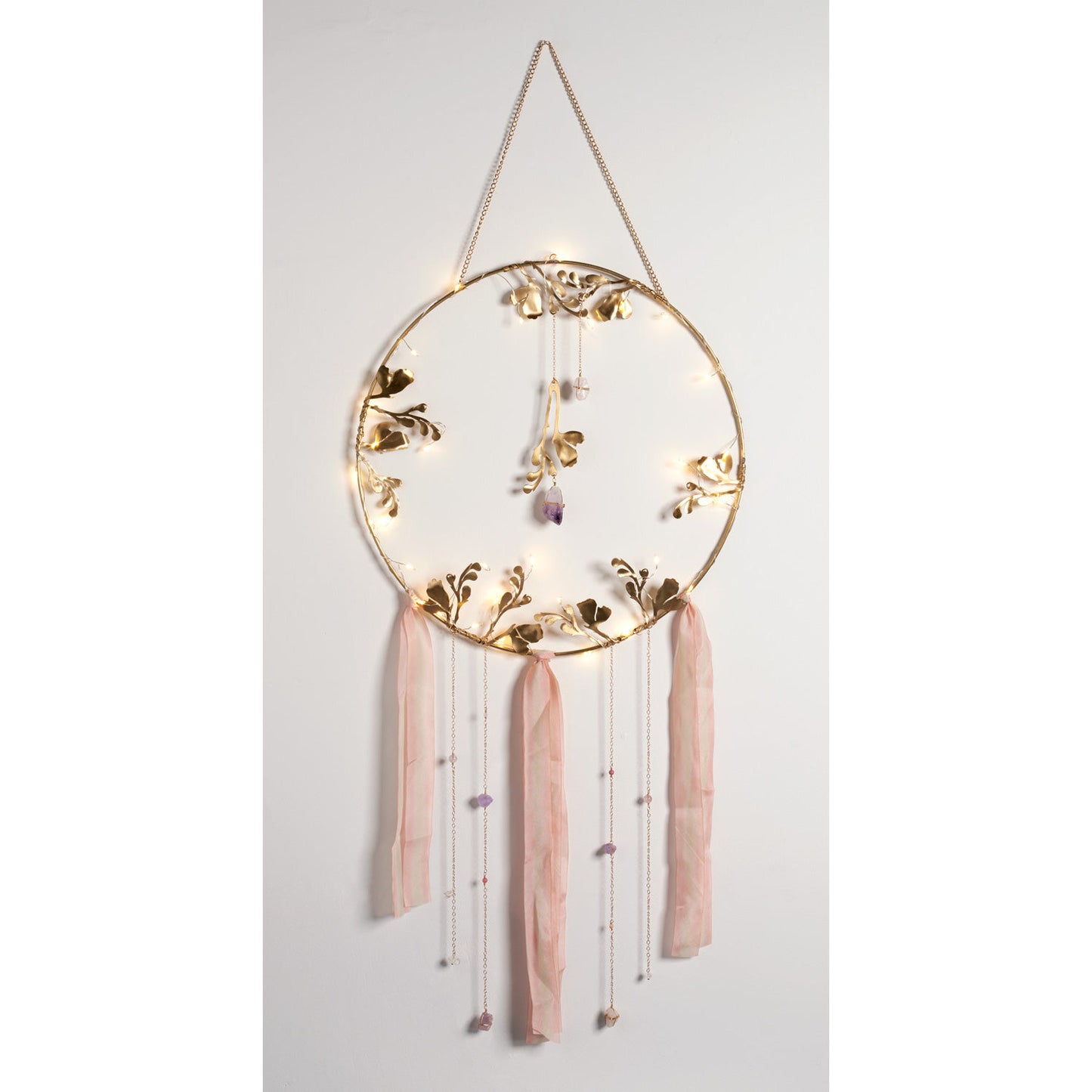 Illuminated Floral Healing Crystal Dreamcatcher by Ariana Ost