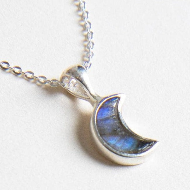 Crescent Moon Gemstone Necklace by Tiny Rituals