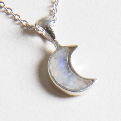 Crescent Moon Gemstone Necklace by Tiny Rituals