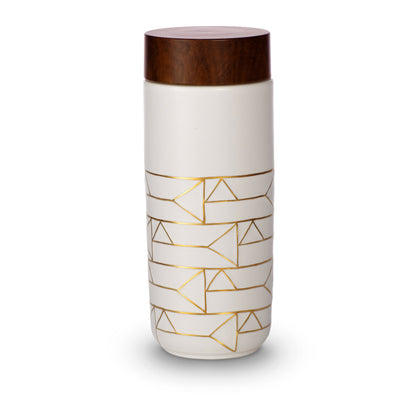 The Alchemical Signs Gold Ceramic Travel Mug by ACERA LIVEN