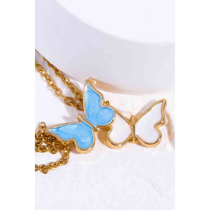 Butterfly Pendant Copper 14K Gold-Plated Necklace