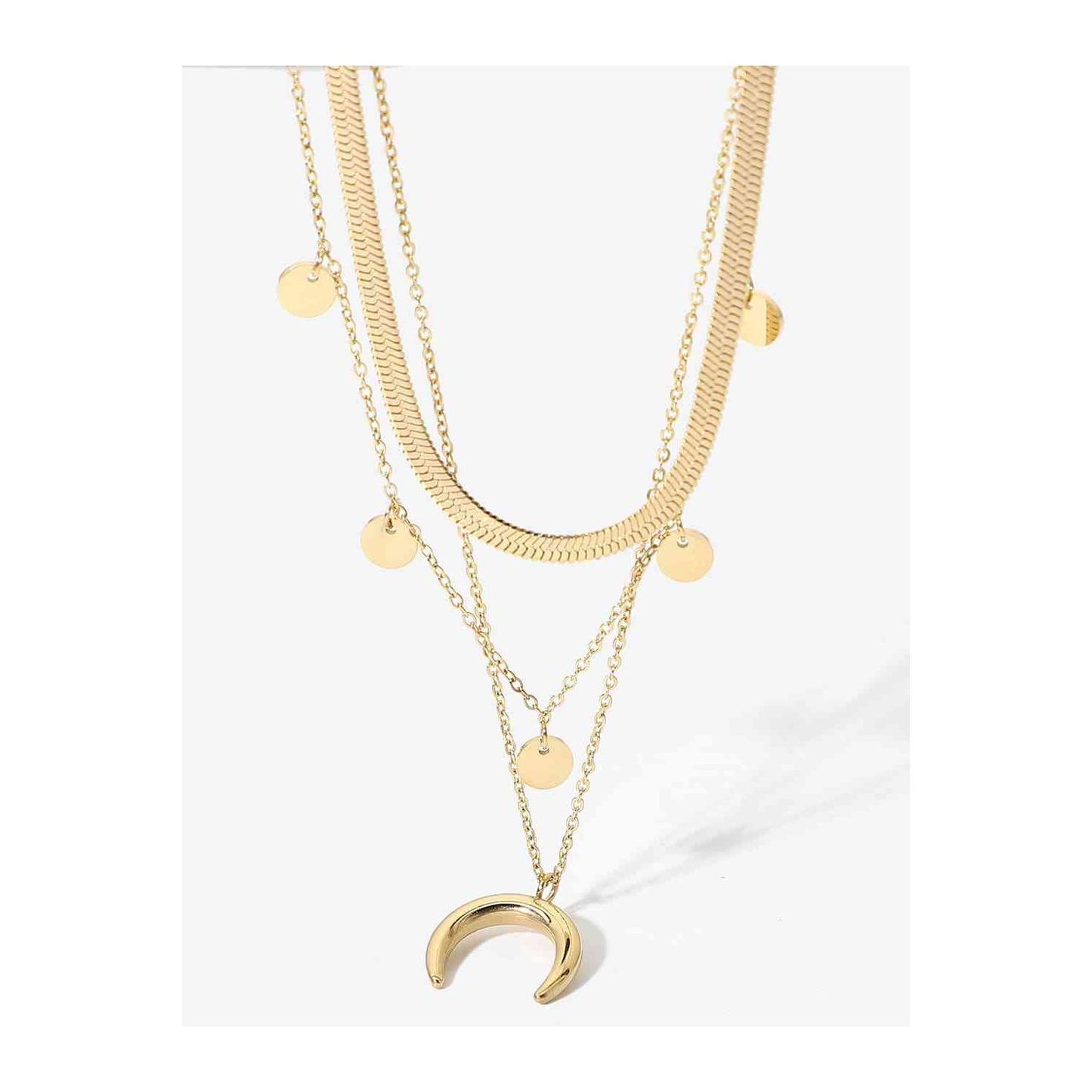 18K Gold-Plated Moon Shape Pendant Necklace